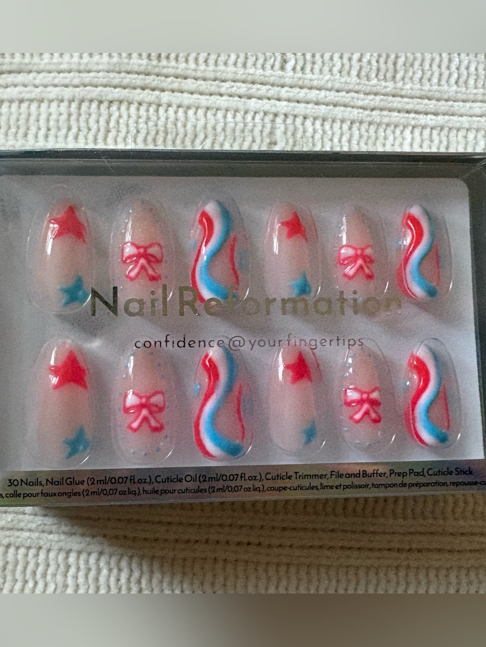Nail Reformations Patriotic Press-On Nails with Red & Blue Accents